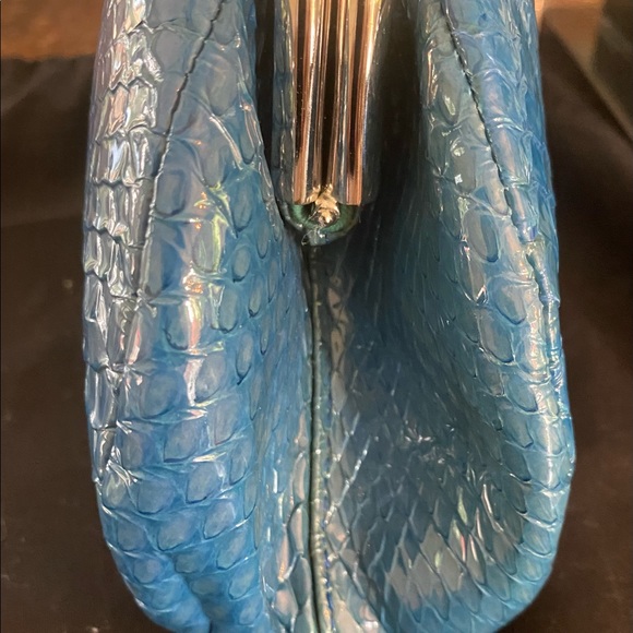 Authentic Chanel Blue Glazed Python Timeless Clutch - Picture 5 of 9